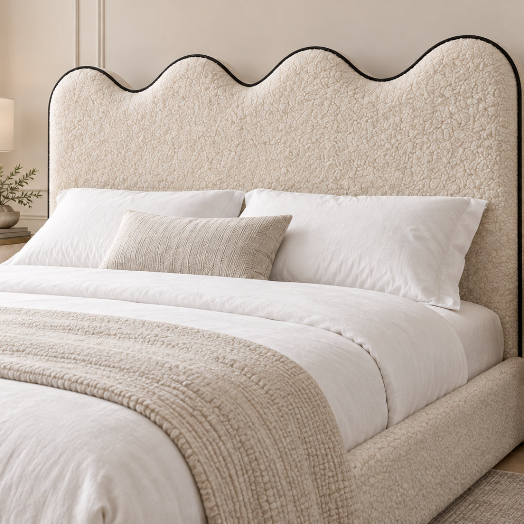 Louis Boucle Upholstered Bed Frame