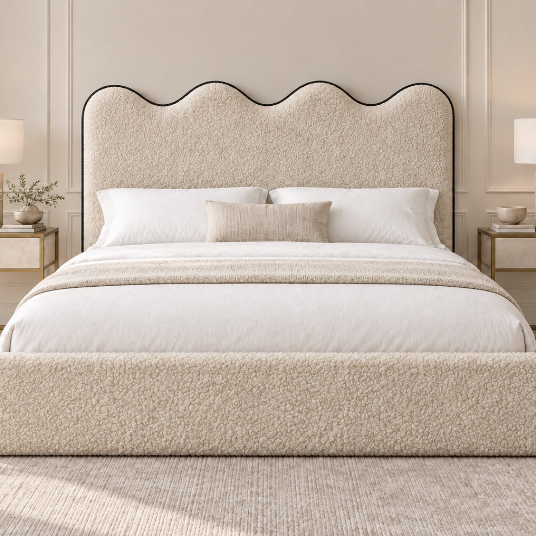 Louis Boucle Upholstered Bed Frame