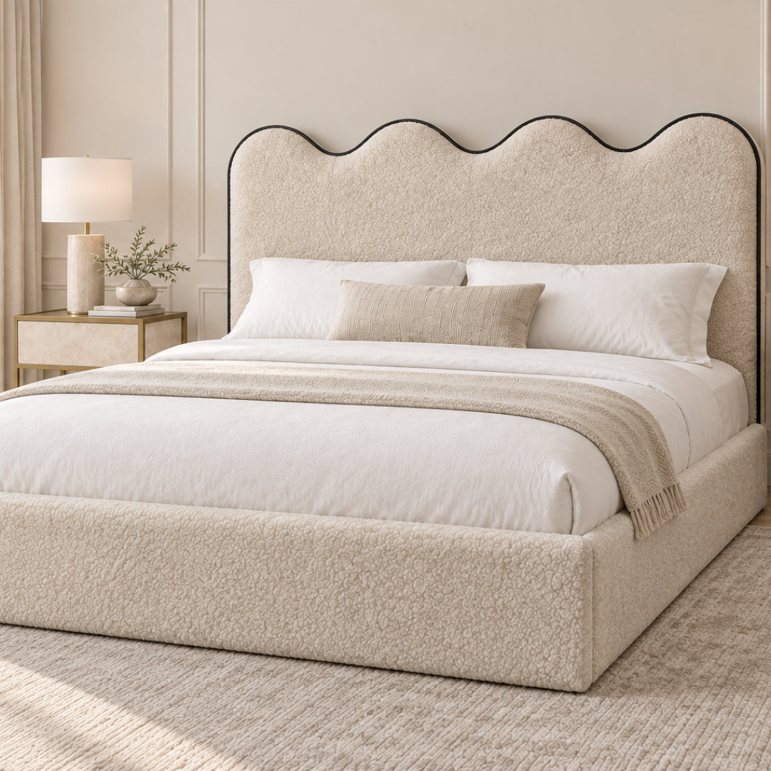 Louis Boucle Upholstered Bed Frame