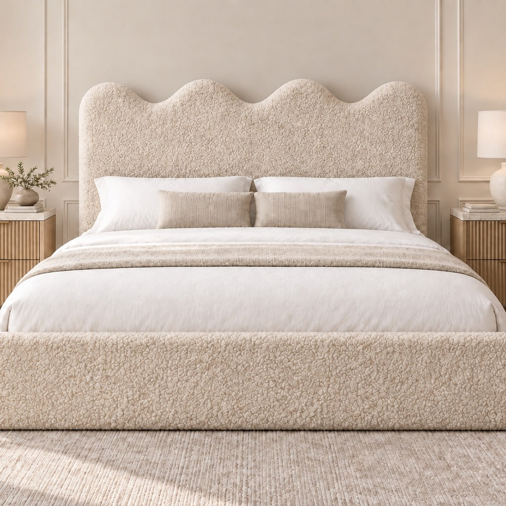Louis Boucle Upholstered Bed Frame - No Piping
