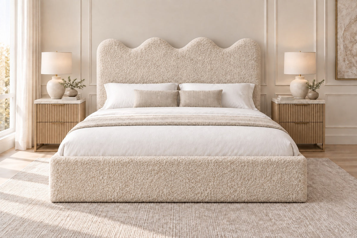 Louis Boucle Upholstered Bed Frame - No Piping