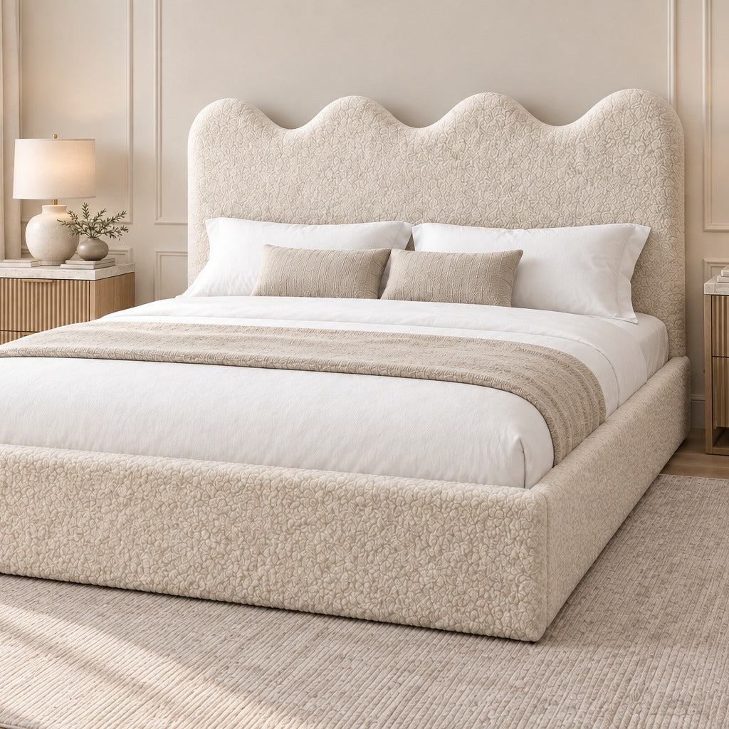 Louis Boucle Upholstered Bed Frame - No Piping