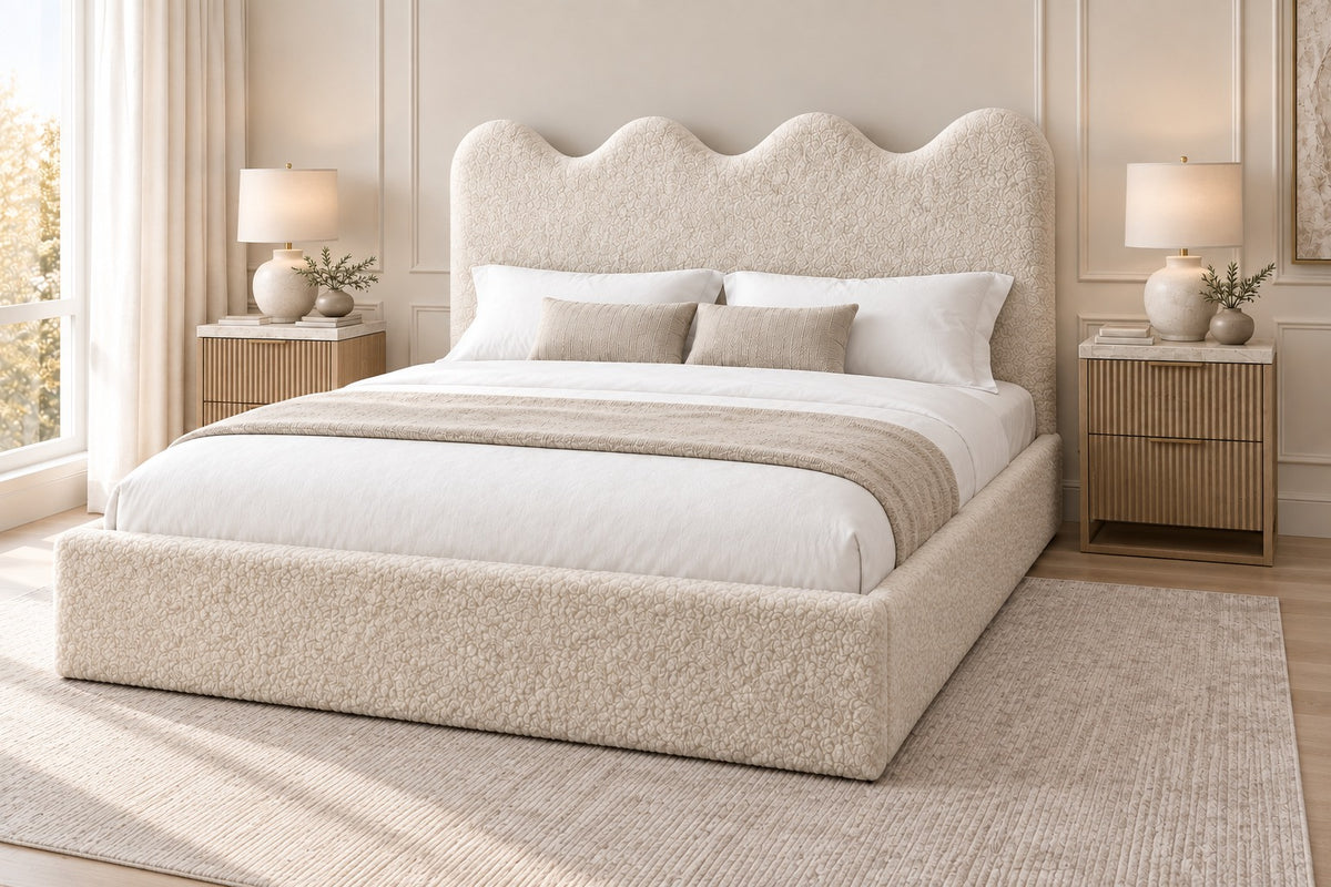 Louis Boucle Upholstered Bed Frame - No Piping
