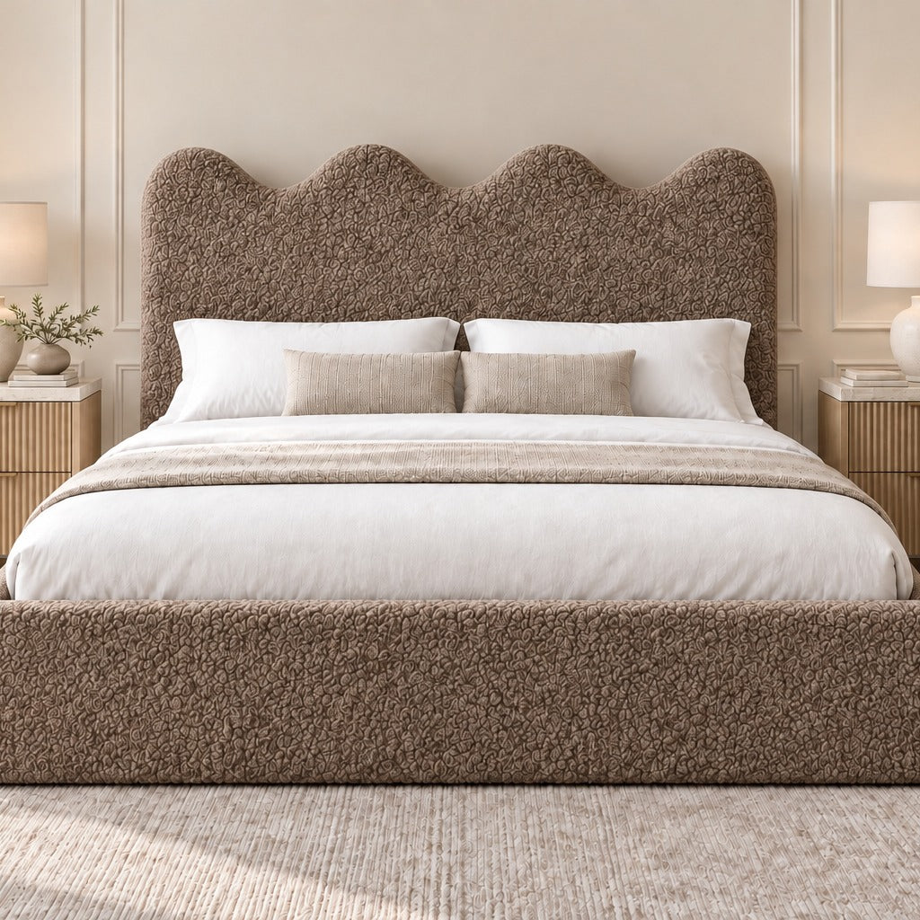 Louis Boucle Upholstered Bed Frame - No Piping