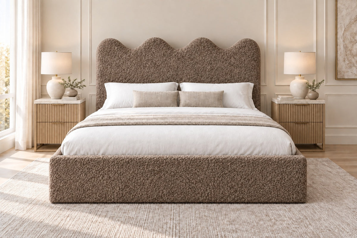 Louis Boucle Upholstered Bed Frame - No Piping