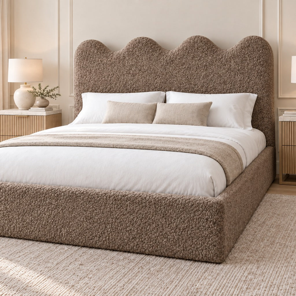 Louis Boucle Upholstered Bed Frame - No Piping