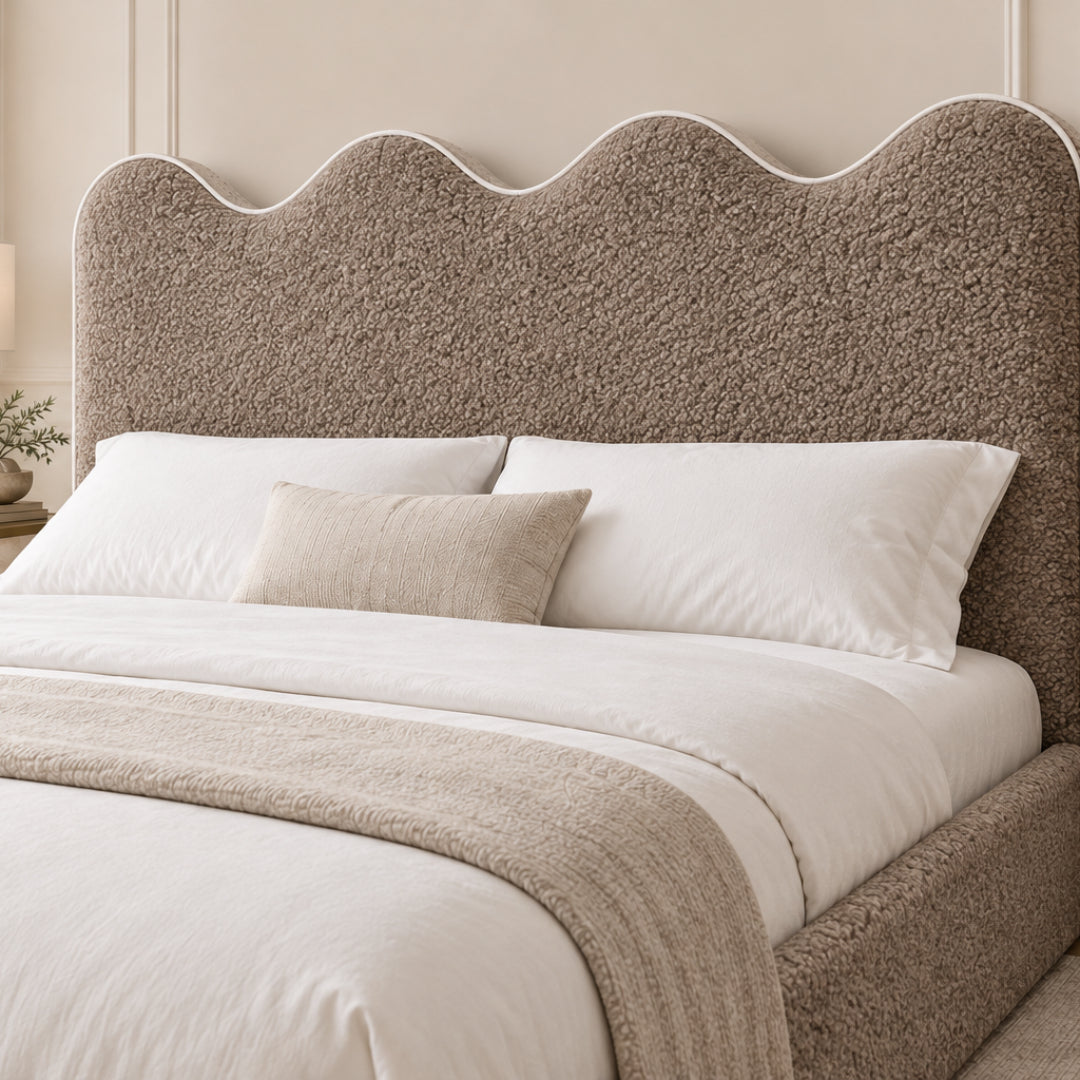 Louis Boucle Upholstered Bed Frame