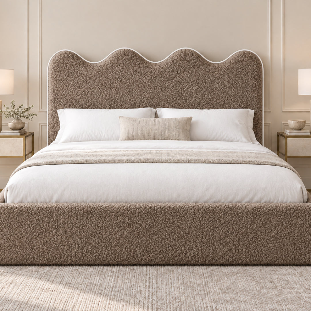 Louis Boucle Upholstered Bed Frame
