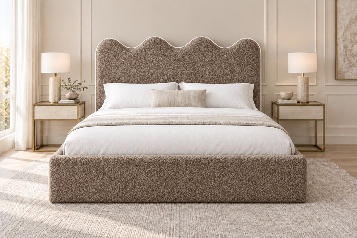 Louis Boucle Upholstered Bed Frame