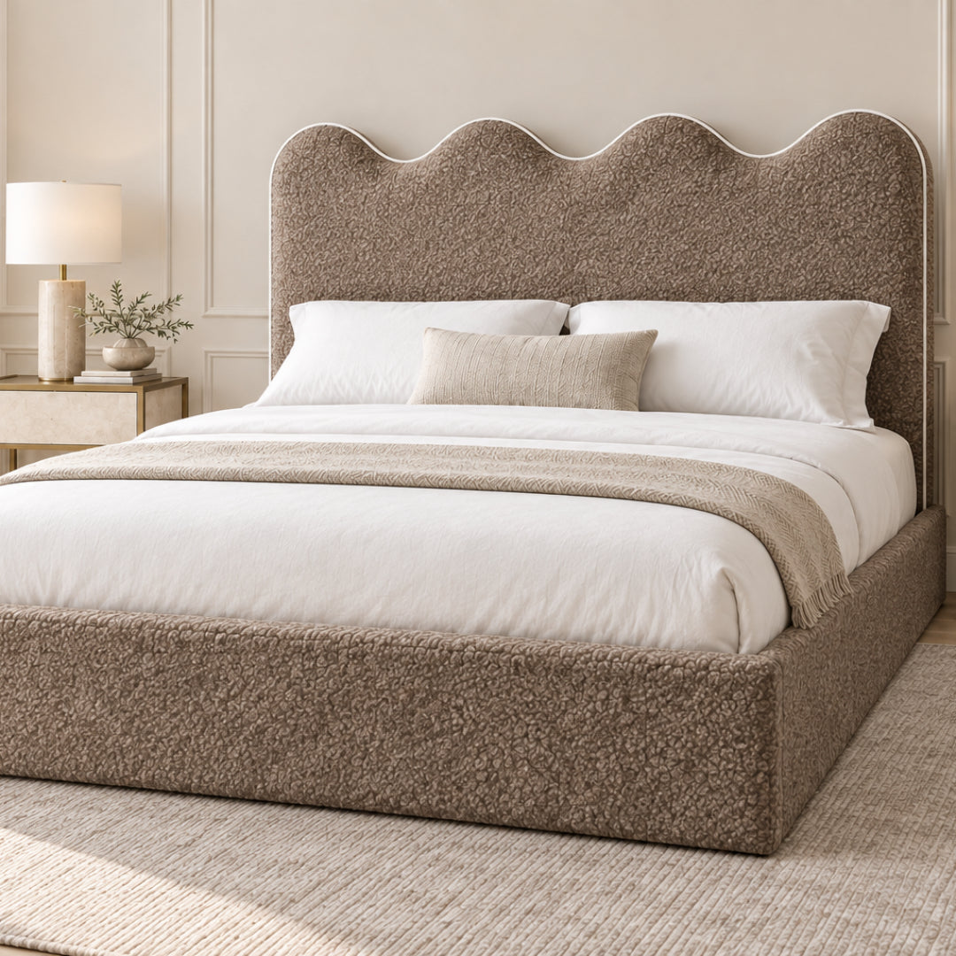 Louis Boucle Upholstered Bed Frame