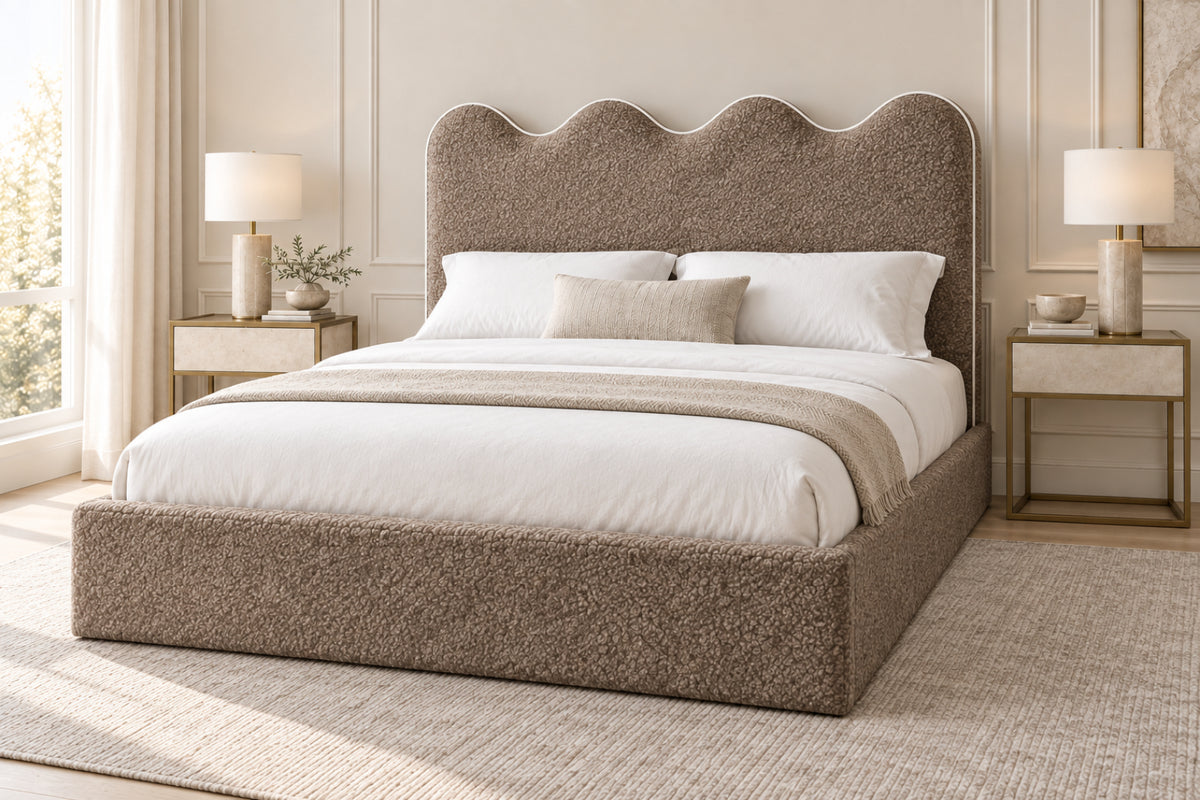 Louis Boucle Upholstered Bed Frame
