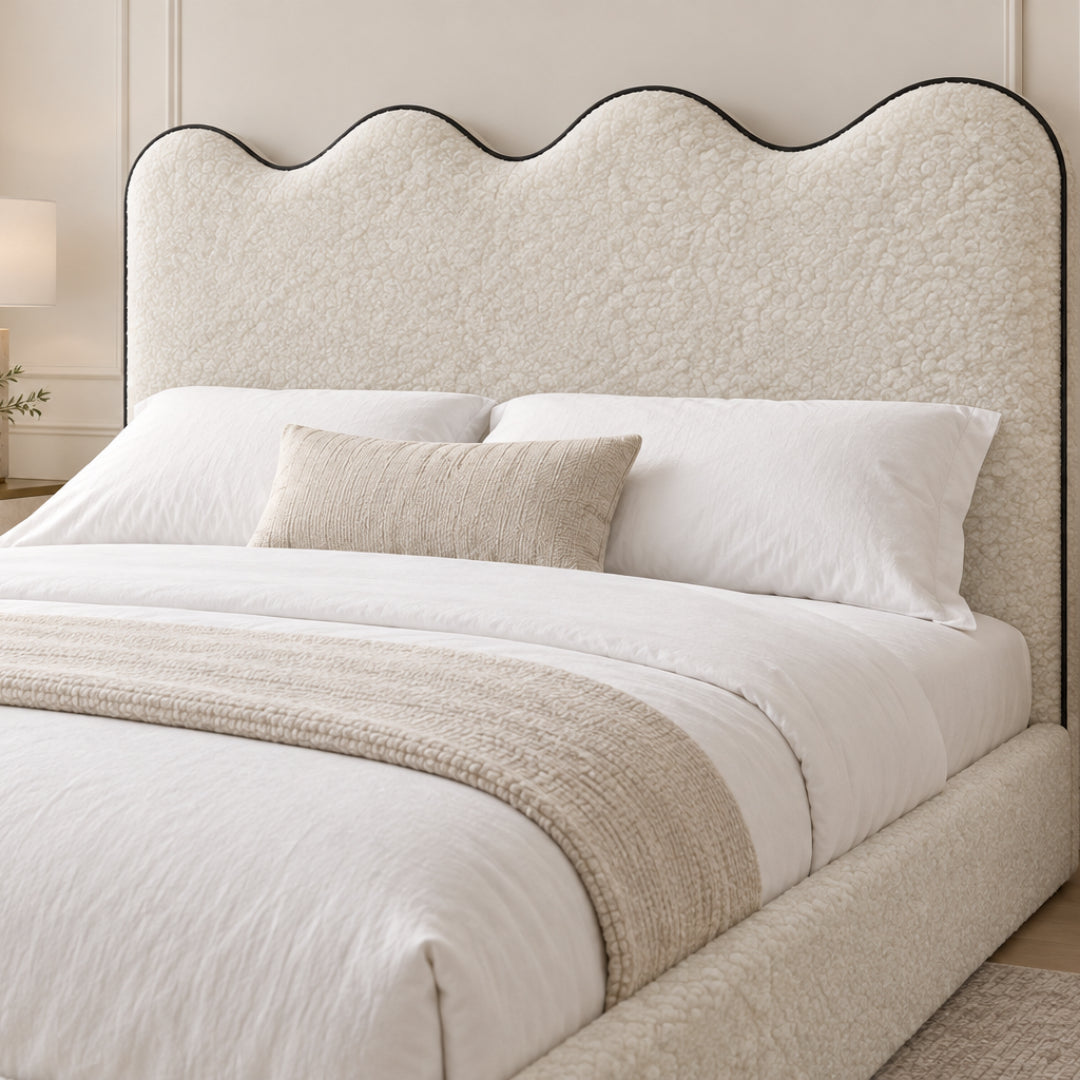 Louis Boucle Upholstered Bed Frame