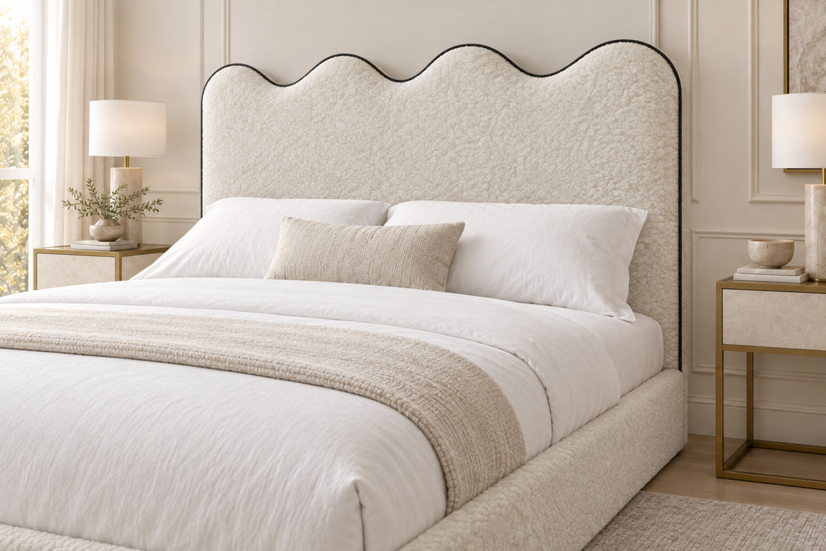 Louis Boucle Upholstered Bed Frame