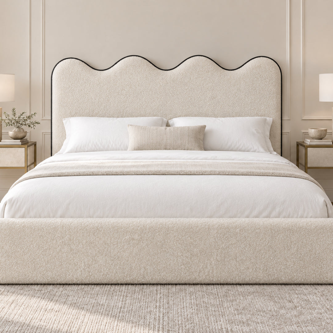 Louis Boucle Upholstered Bed Frame