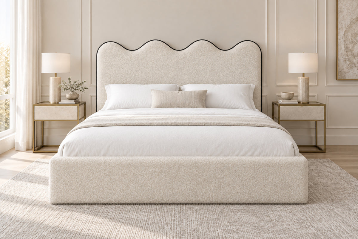 Louis Boucle Upholstered Bed Frame