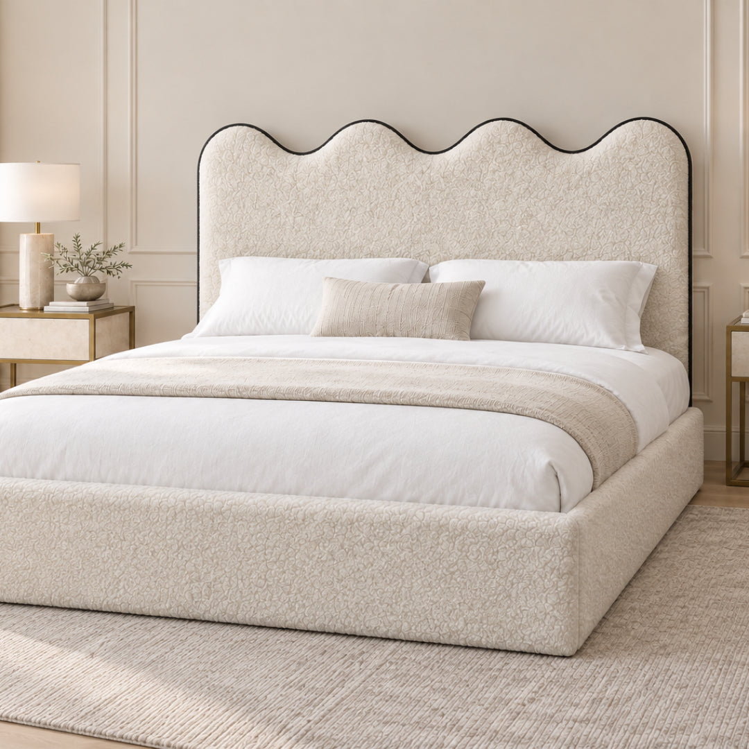 Louis Boucle Upholstered Bed Frame