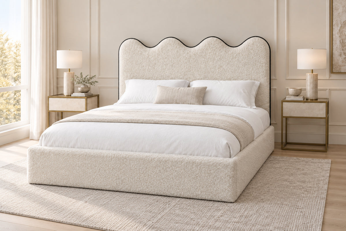Louis Boucle Upholstered Bed Frame
