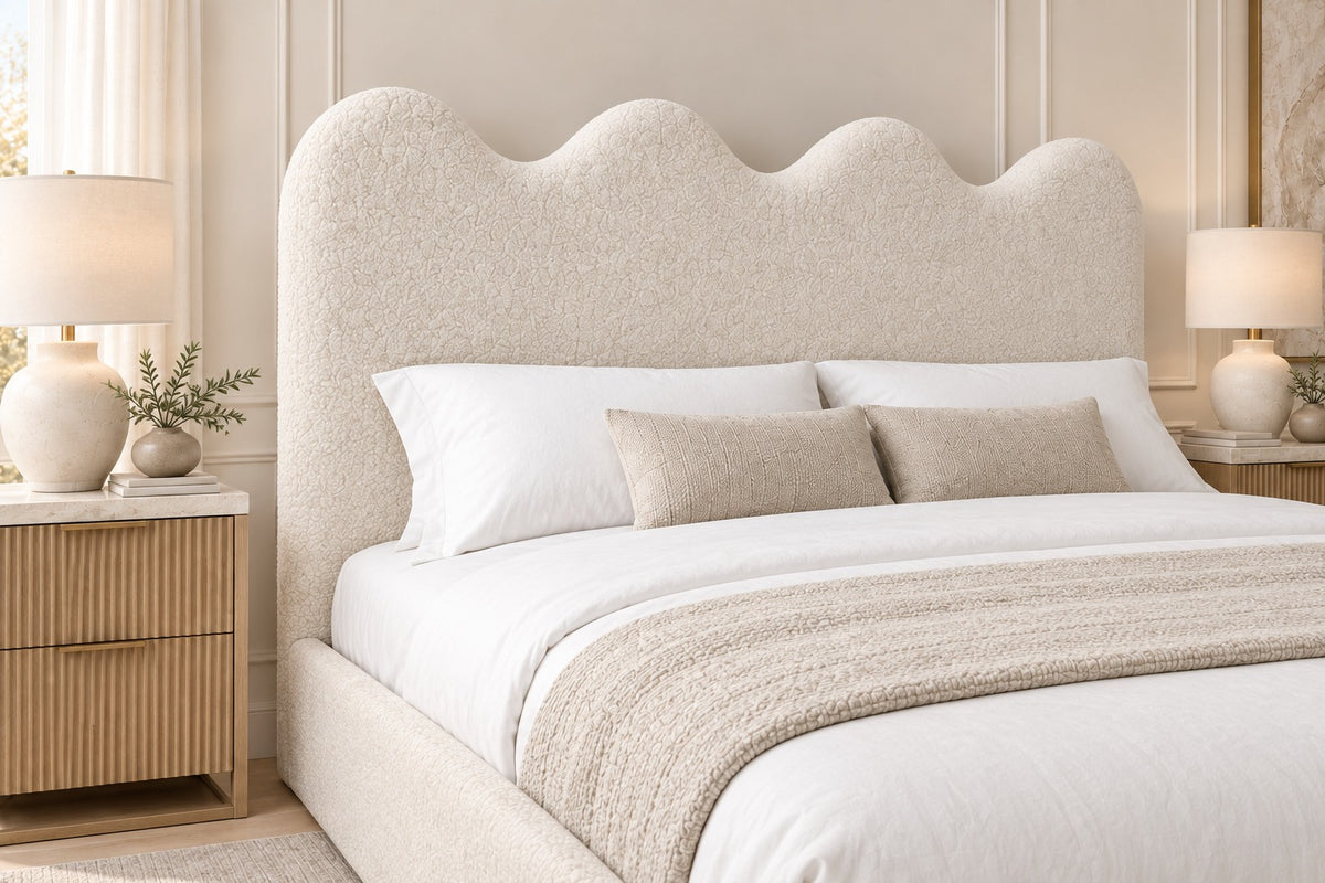 Louis Boucle Upholstered Bed Frame - No Piping