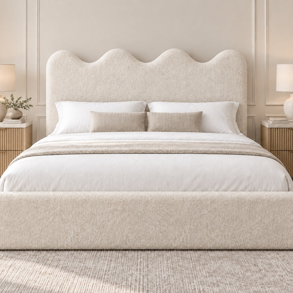 Louis Boucle Upholstered Bed Frame - No Piping