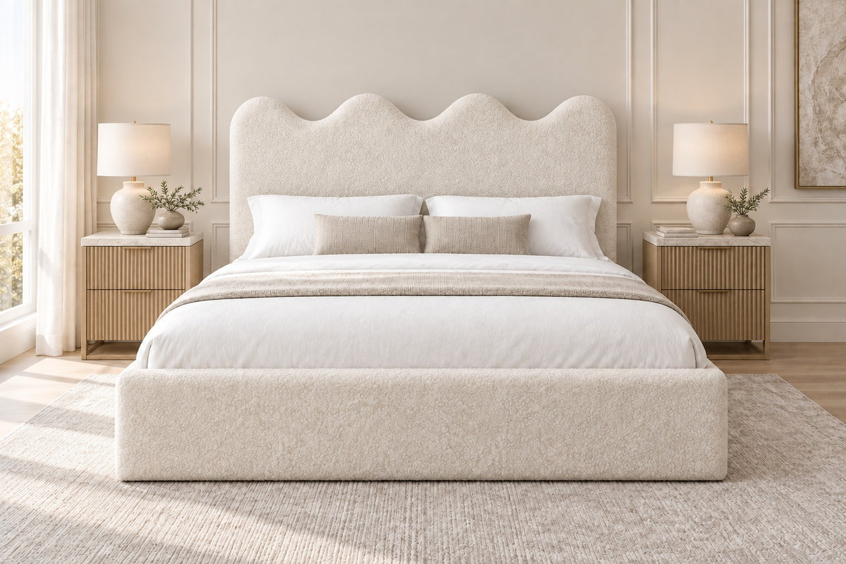 Louis Boucle Upholstered Bed Frame - No Piping