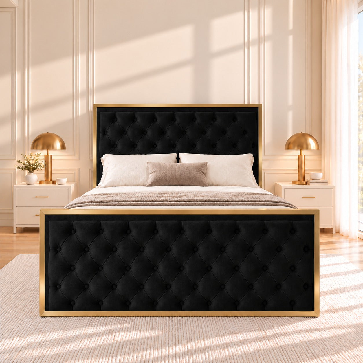 Maddison Upholstered Soft Velvet Metal Bed Frame