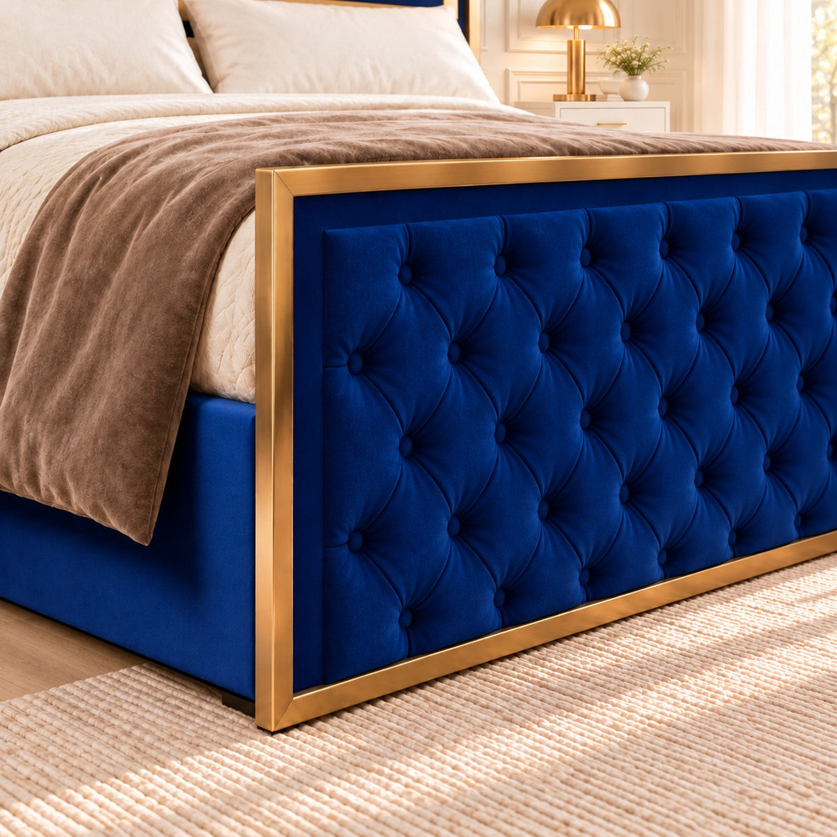 Maddison Upholstered Soft Velvet Metal Bed Frame