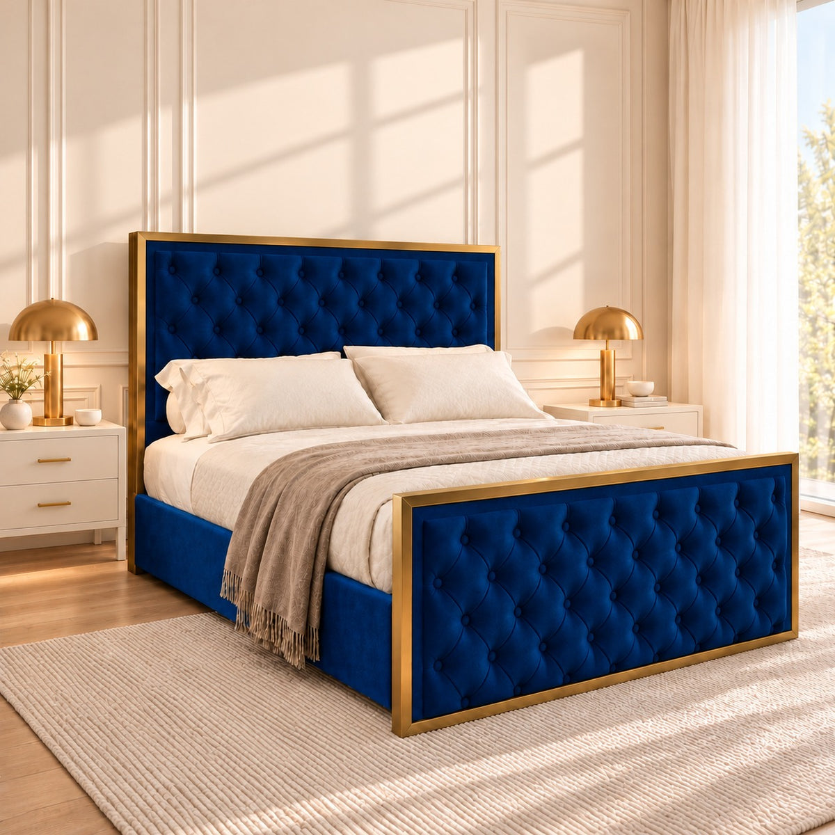 Maddison Upholstered Soft Velvet Metal Bed Frame