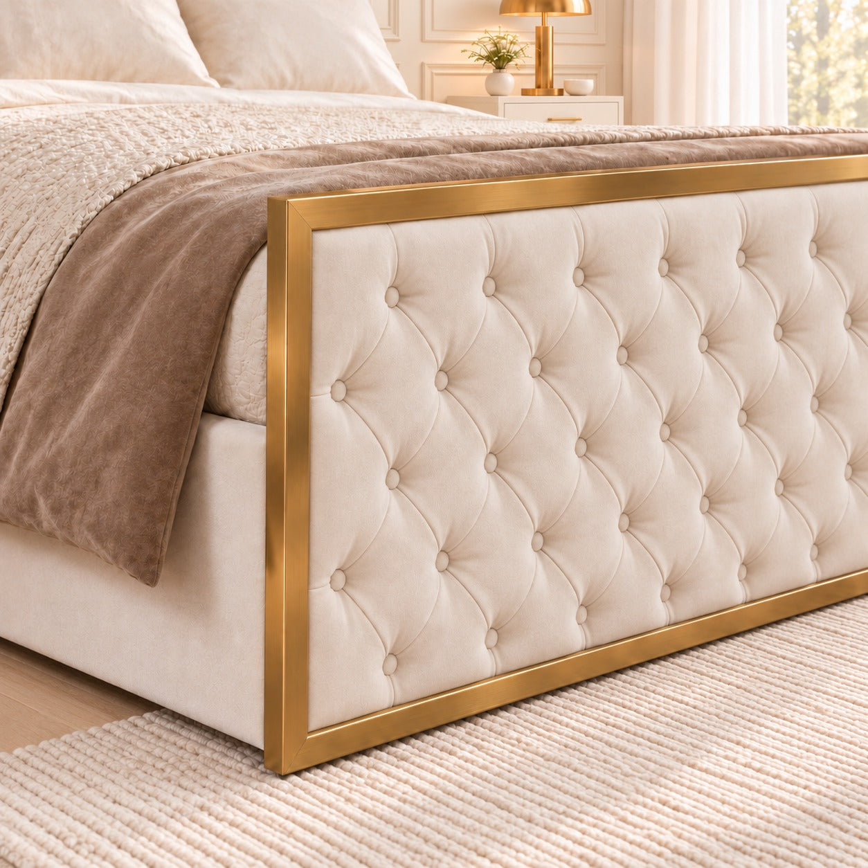 Maddison Upholstered Soft Velvet Metal Bed Frame