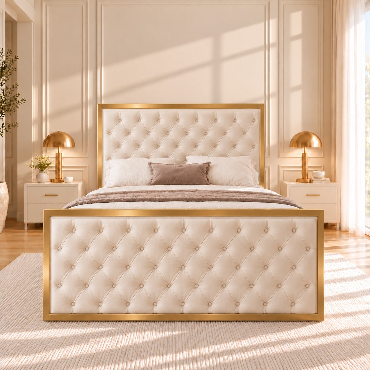 Maddison Upholstered Soft Velvet Metal Bed Frame