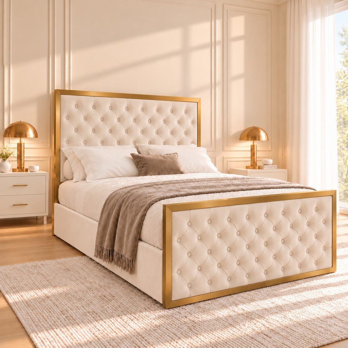 Maddison Upholstered Soft Velvet Metal Bed Frame
