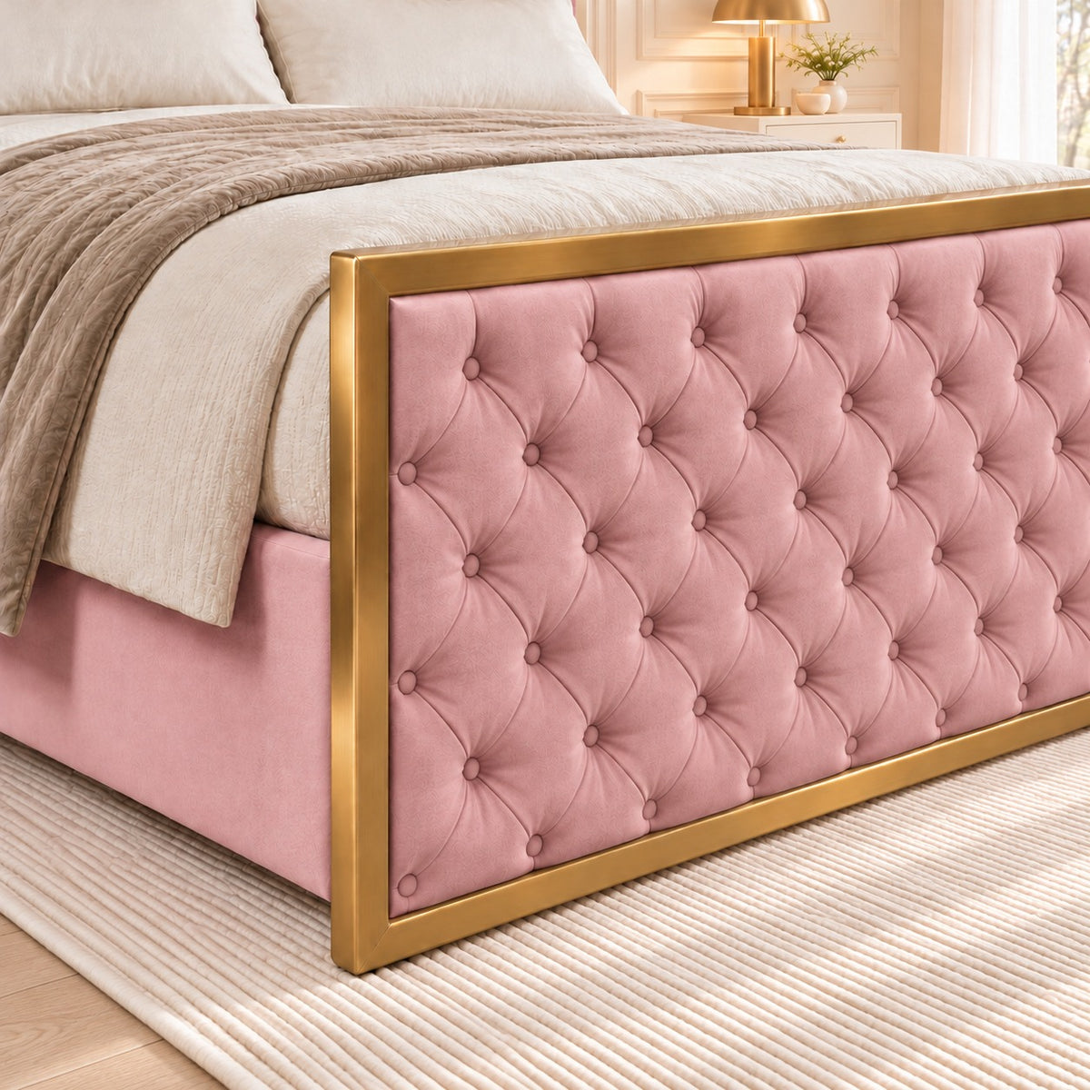 Maddison Upholstered Soft Velvet Metal Bed Frame