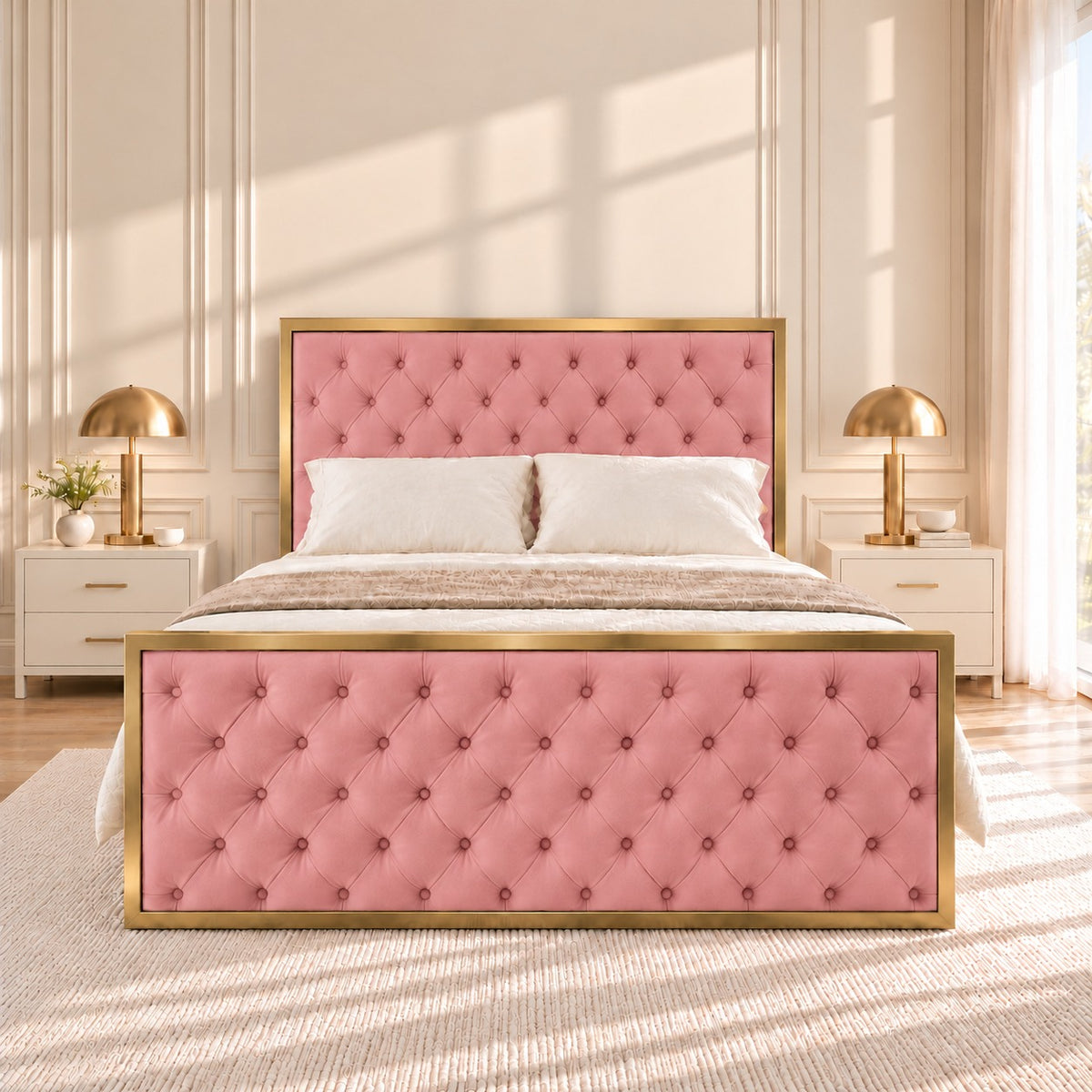 Maddison Upholstered Soft Velvet Metal Bed Frame
