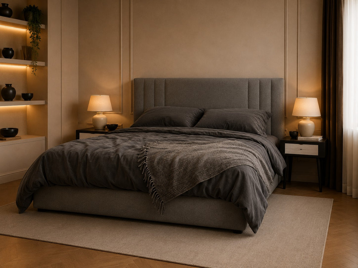 Mantova Side Channel Headboard Upholstered Bed Frame