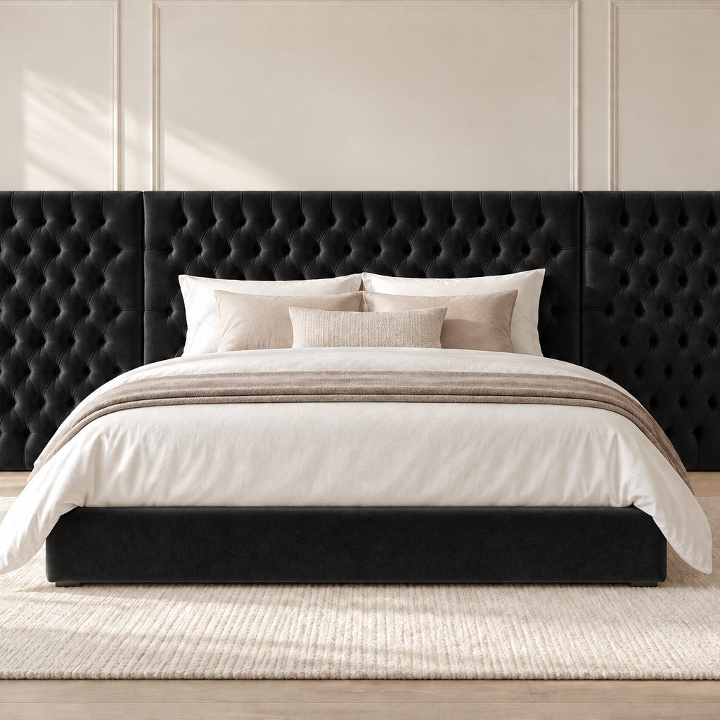 Maratea divan bed in black, front view
