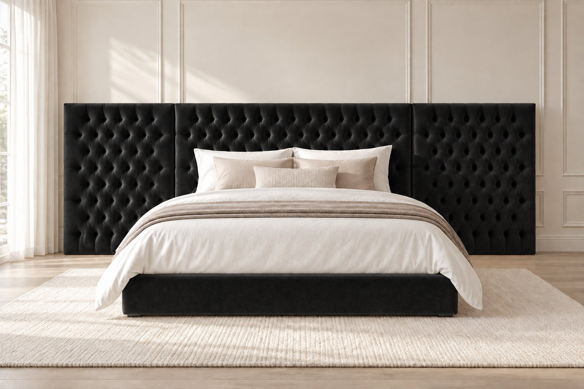 Maratea divan bed in black, front view