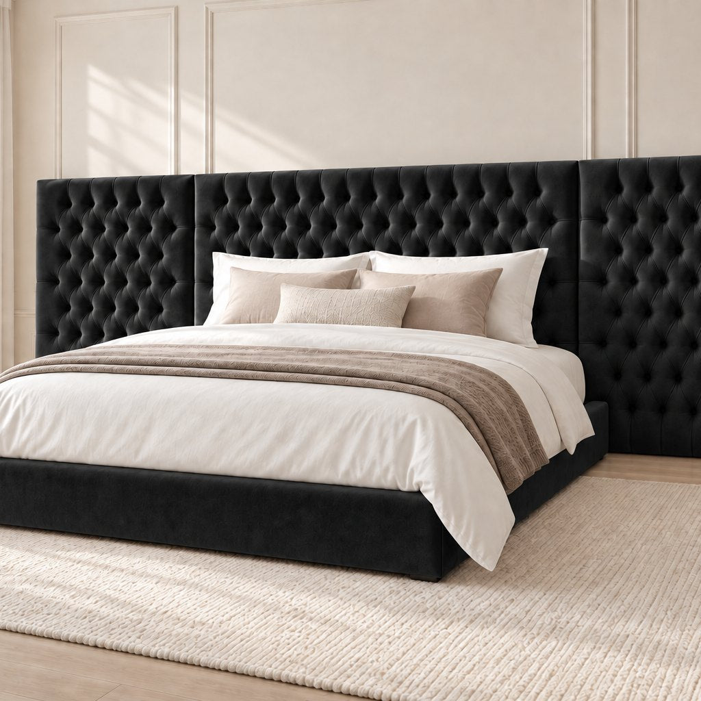 Maratea divan bed in black, side view