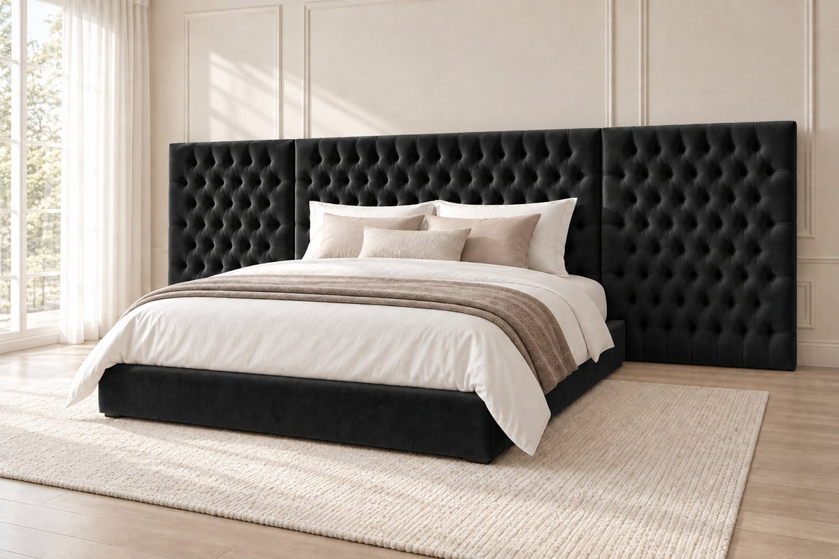 Maratea divan bed in black, side view