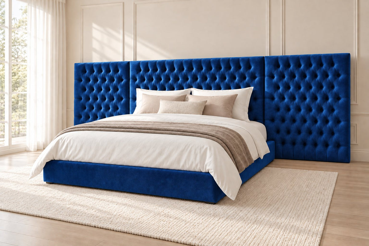Maratea divan bed in blue, side view