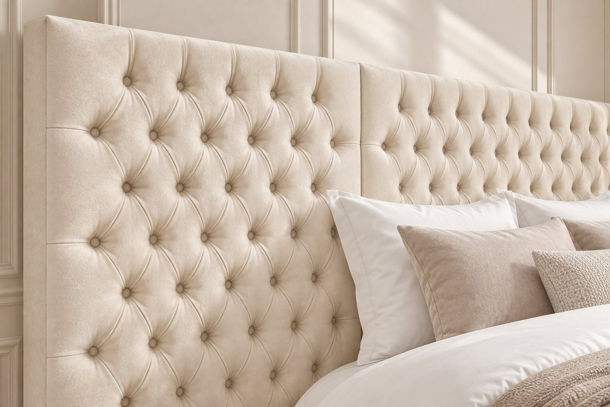 Maratea divan bed in cream, headboard close-up