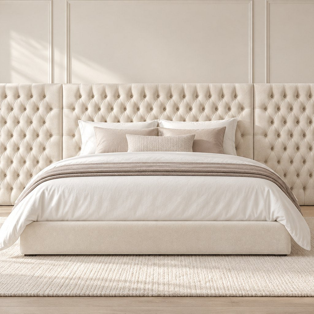 Maratea divan bed in cream, front view