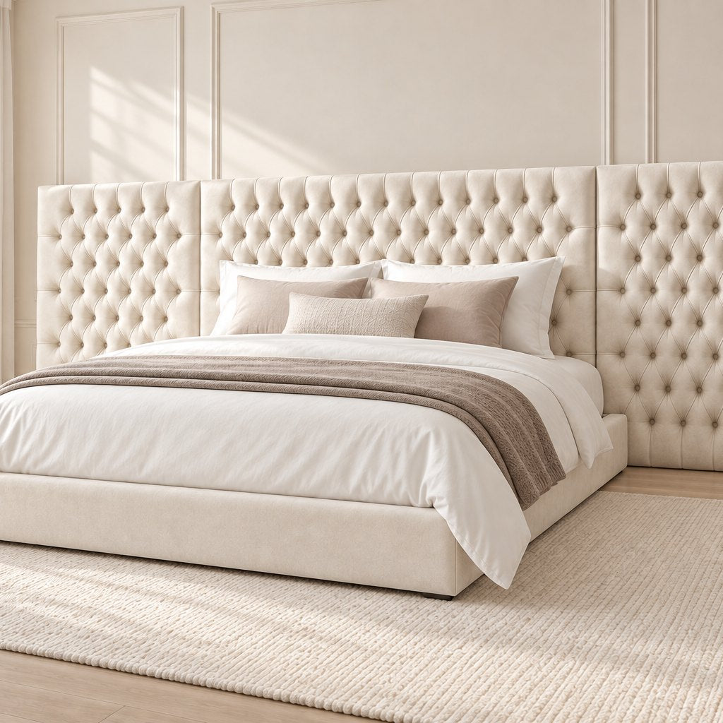 Maratea divan bed in cream, side view