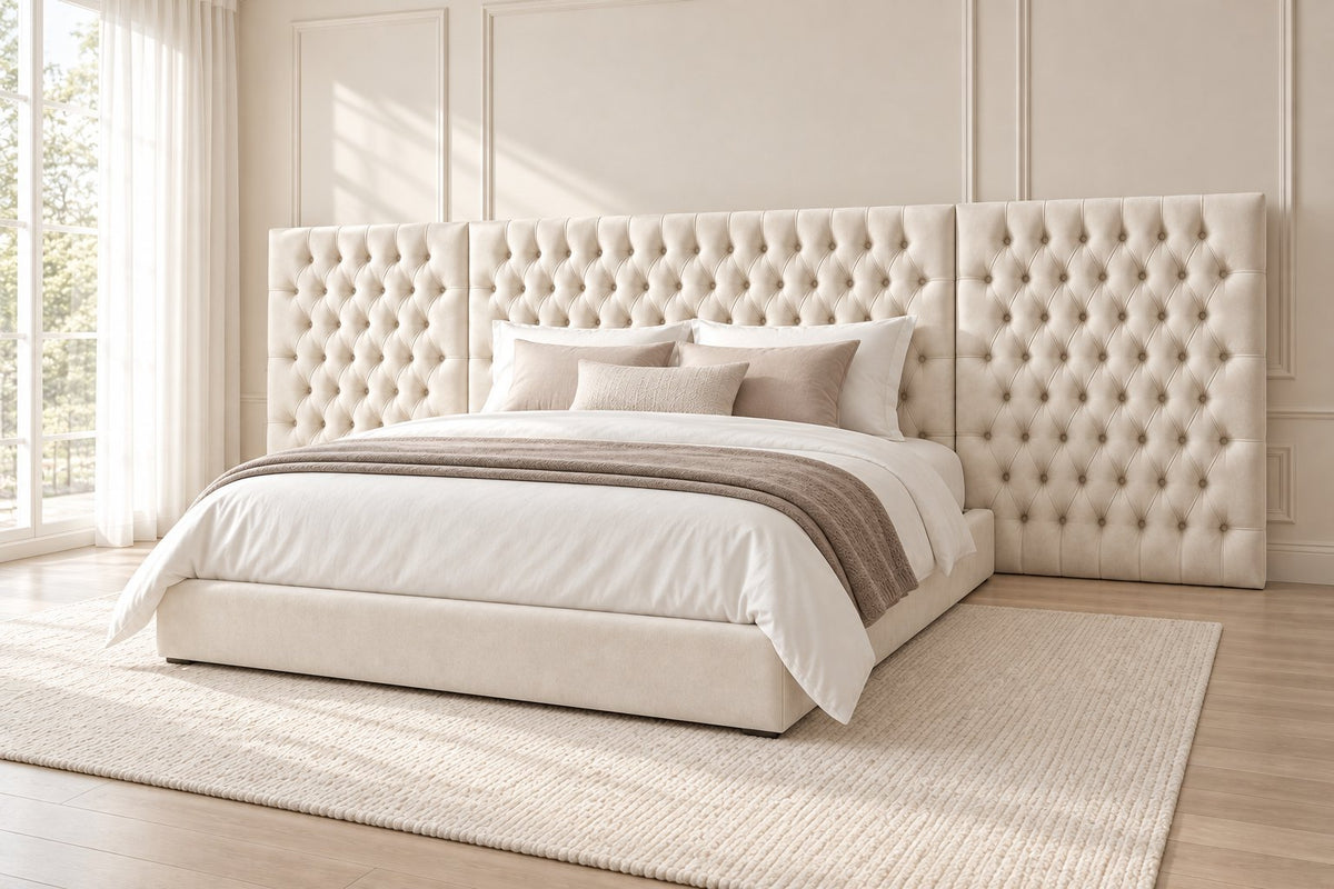 Maratea divan bed in cream, side view