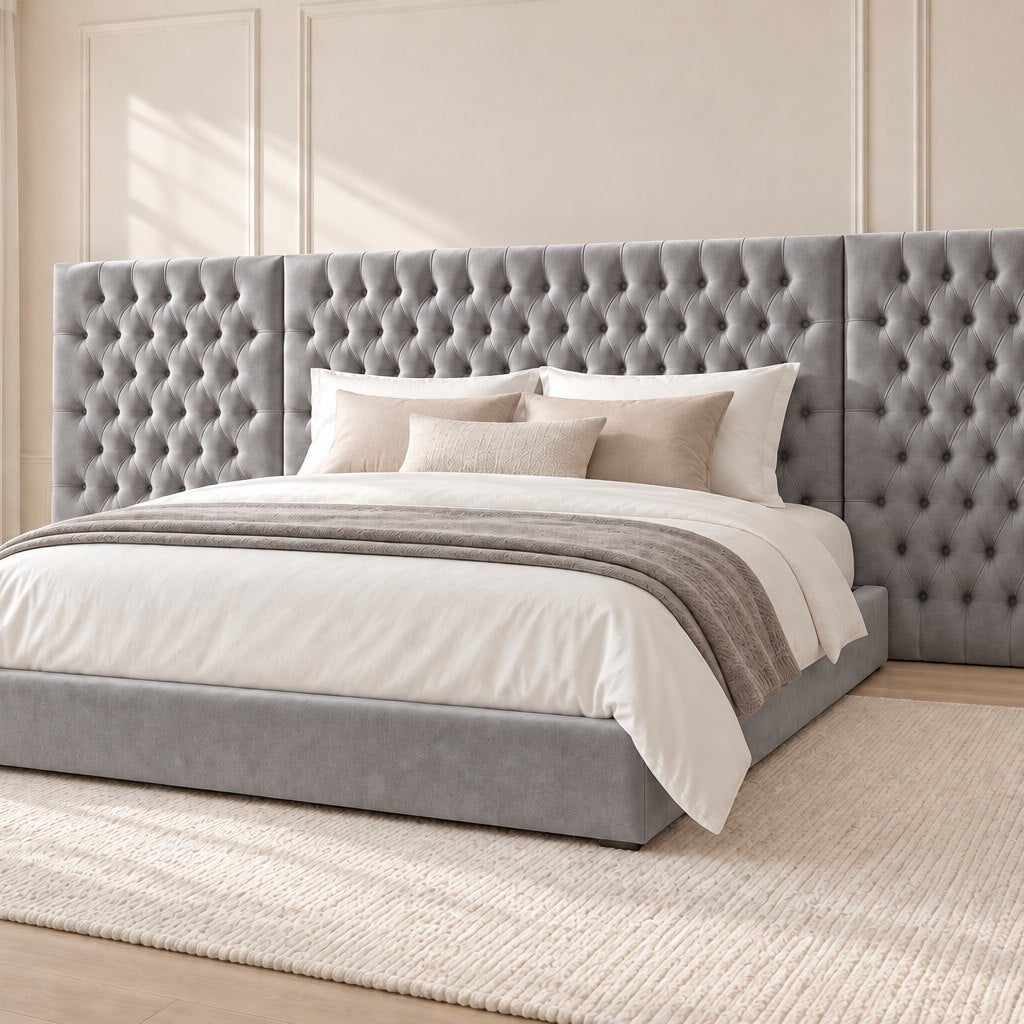 Maratea divan bed in grey, side view