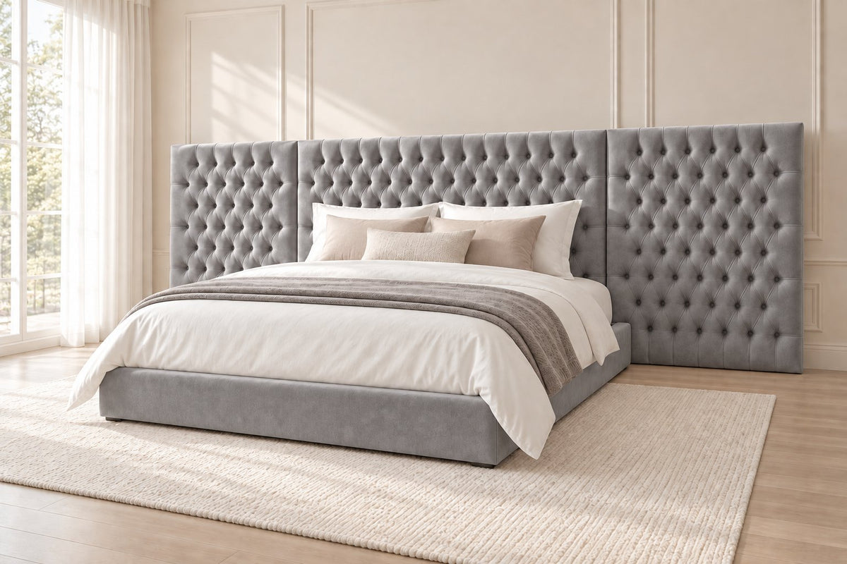 Maratea divan bed in grey, side view