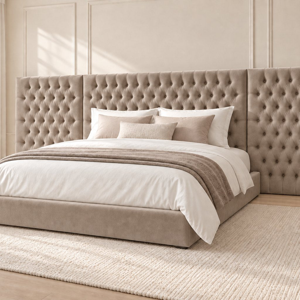 Maratea divan bed in pebble, side view