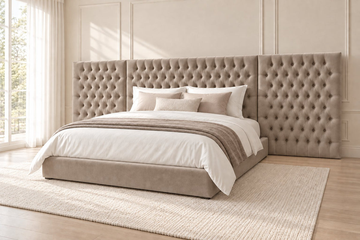 Maratea divan bed in pebble, side view