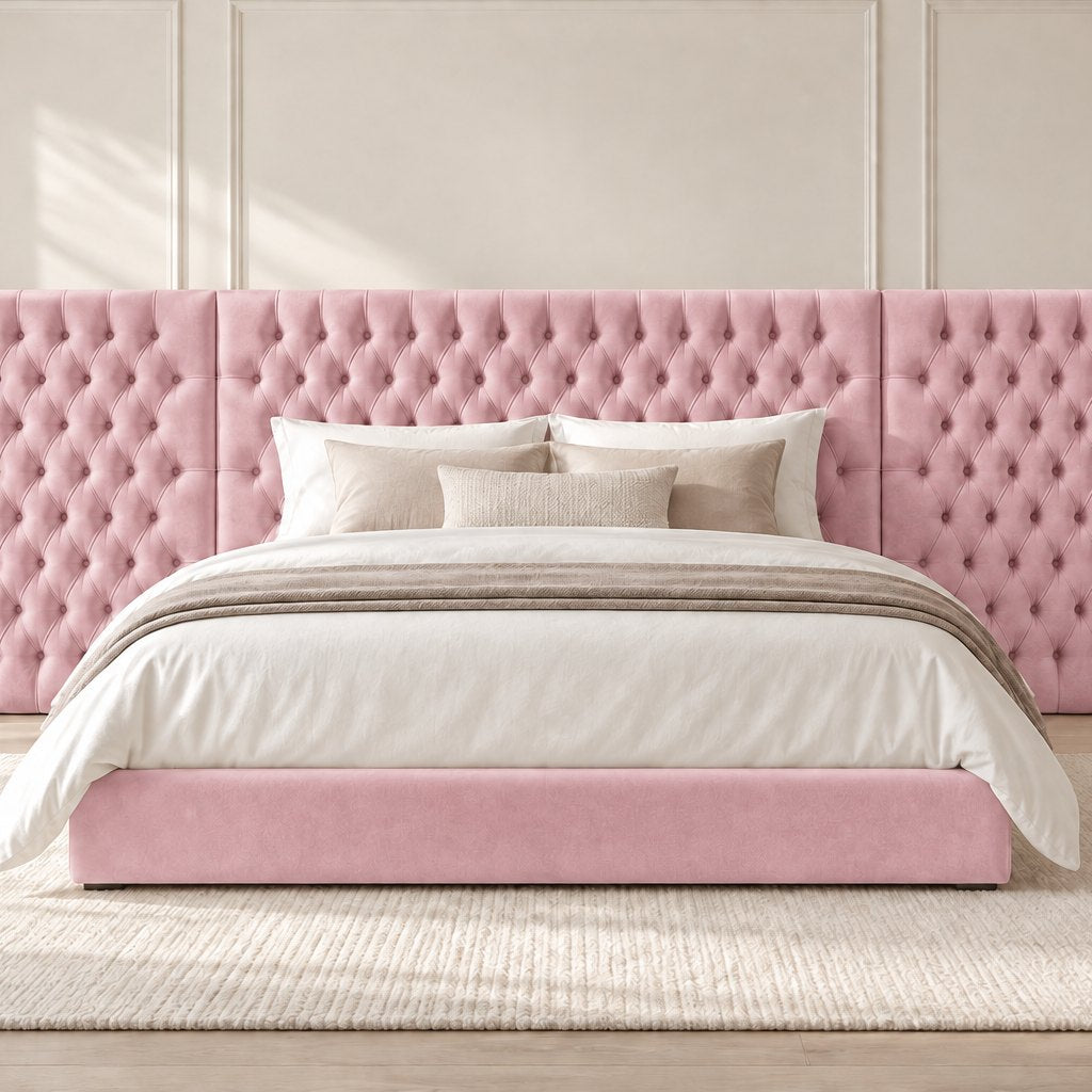 Maratea divan bed in pink, front view