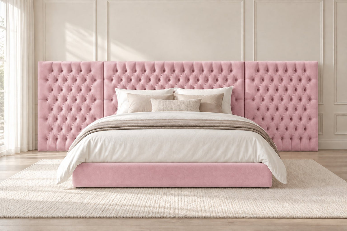 Maratea divan bed in pink, front view