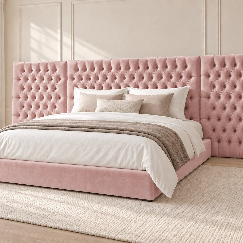 Maratea divan bed in pink, side view