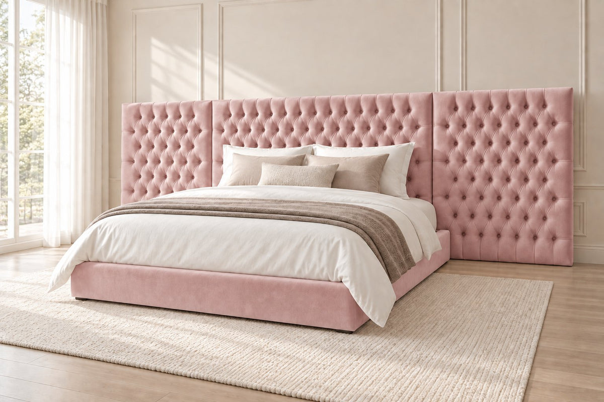 Maratea divan bed in pink, side view